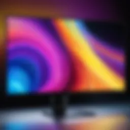 Close-up of an OLED monitor displaying vibrant colors