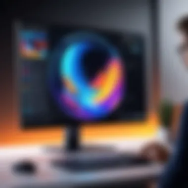 Content Creation on OLED Monitor Content creator editing on a high-resolution OLED monitor