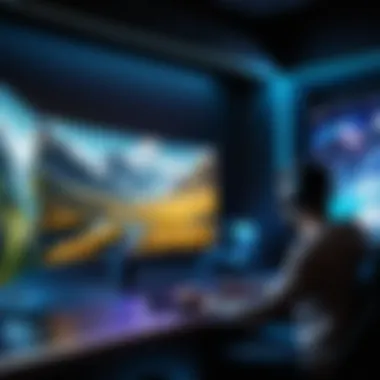 Immersive Gaming Experience with OLED A gamer using an OLED monitor for an immersive experience