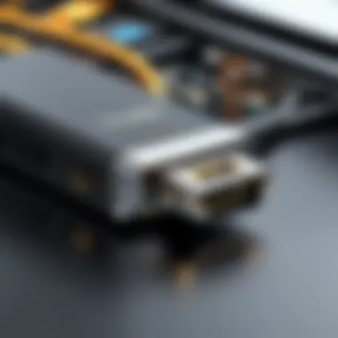 Laptop Ports for External Monitor Compatibility Close-up of laptop ports and connectors used for external monitor compatibility.