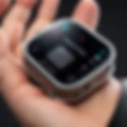 A close-up of a wearable recording device showcasing its sleek design and functionality.