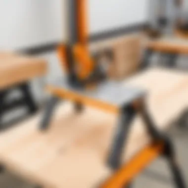 Worx Clamping Sawhorse in Action Worx Clamping Sawhorse in use for woodworking projects