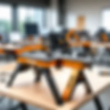 Versatile Workspace with Worx Clamping Sawhorses A workspace equipped with multiple Worx Clamping Sawhorses