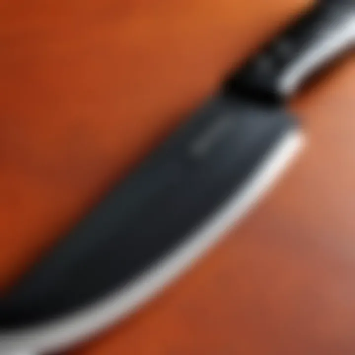 Close-up view of the blade material of Wüsthof Classic Ikon Santoku Knife demonstrating its high-quality craftsmanship.